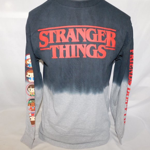 Netflix STRANGER THINGS Friends Don't Lie Mens M Gray Black long Sleeve T Shirt - Picture 3 of 11